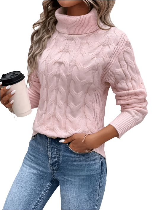 Kabelgebreide Turtleneck Trui voor Dames - Warme Winter Sweater