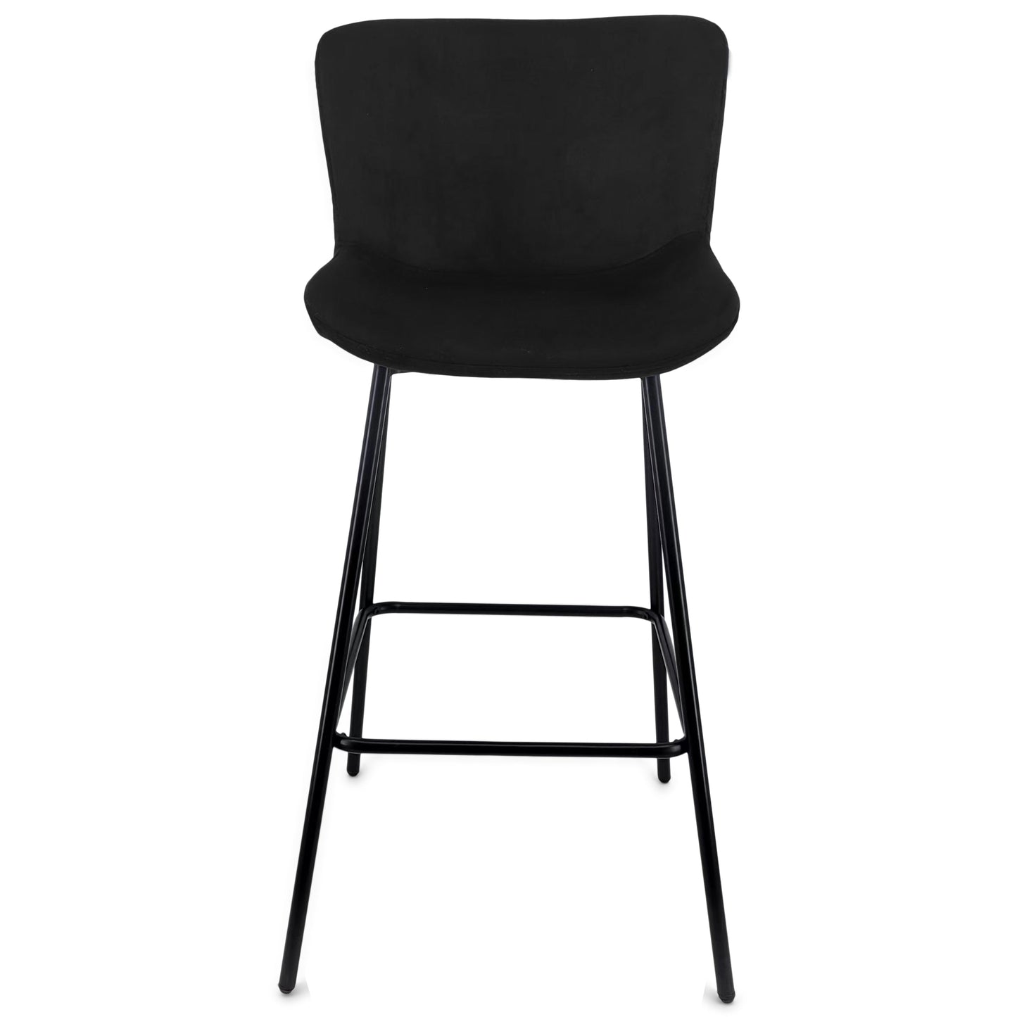 Adena barkruk met rugleuning - Zwart fluweel 65 cm