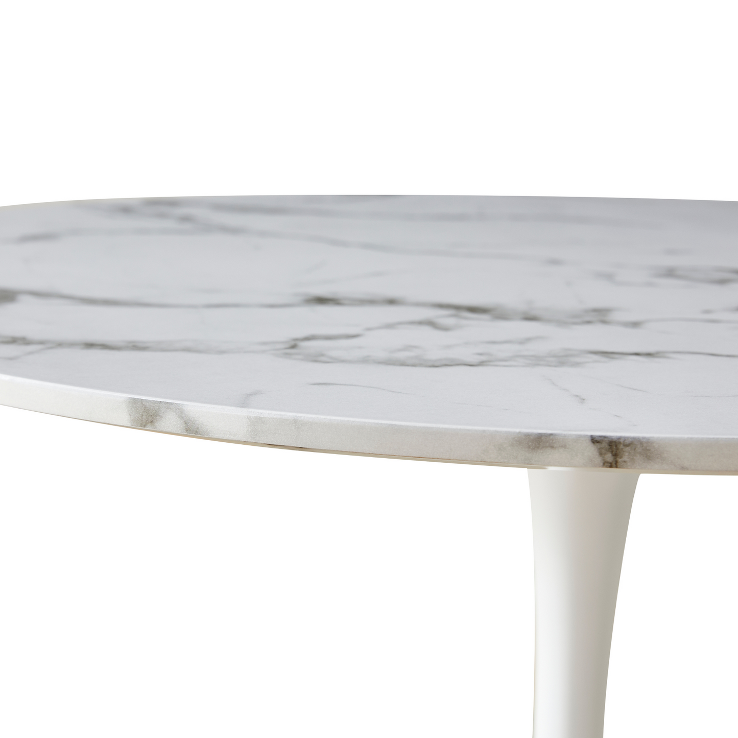 Zander - Ronde witte marmer-look eettafel met trompetvoet - Ø100 cm