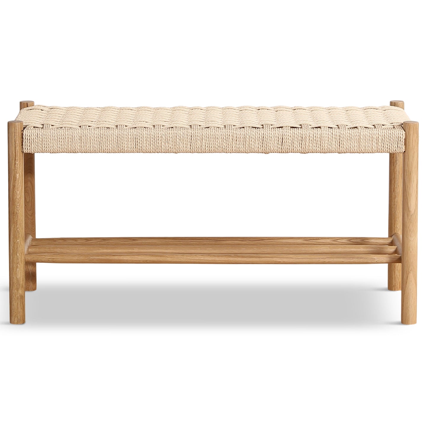 Elias bank in eikenhout met gevlochten zitting 90x35x45