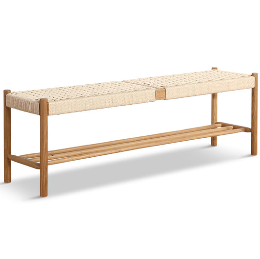 Elias bank in eikenhout met gevlochten zitting 140x35x45