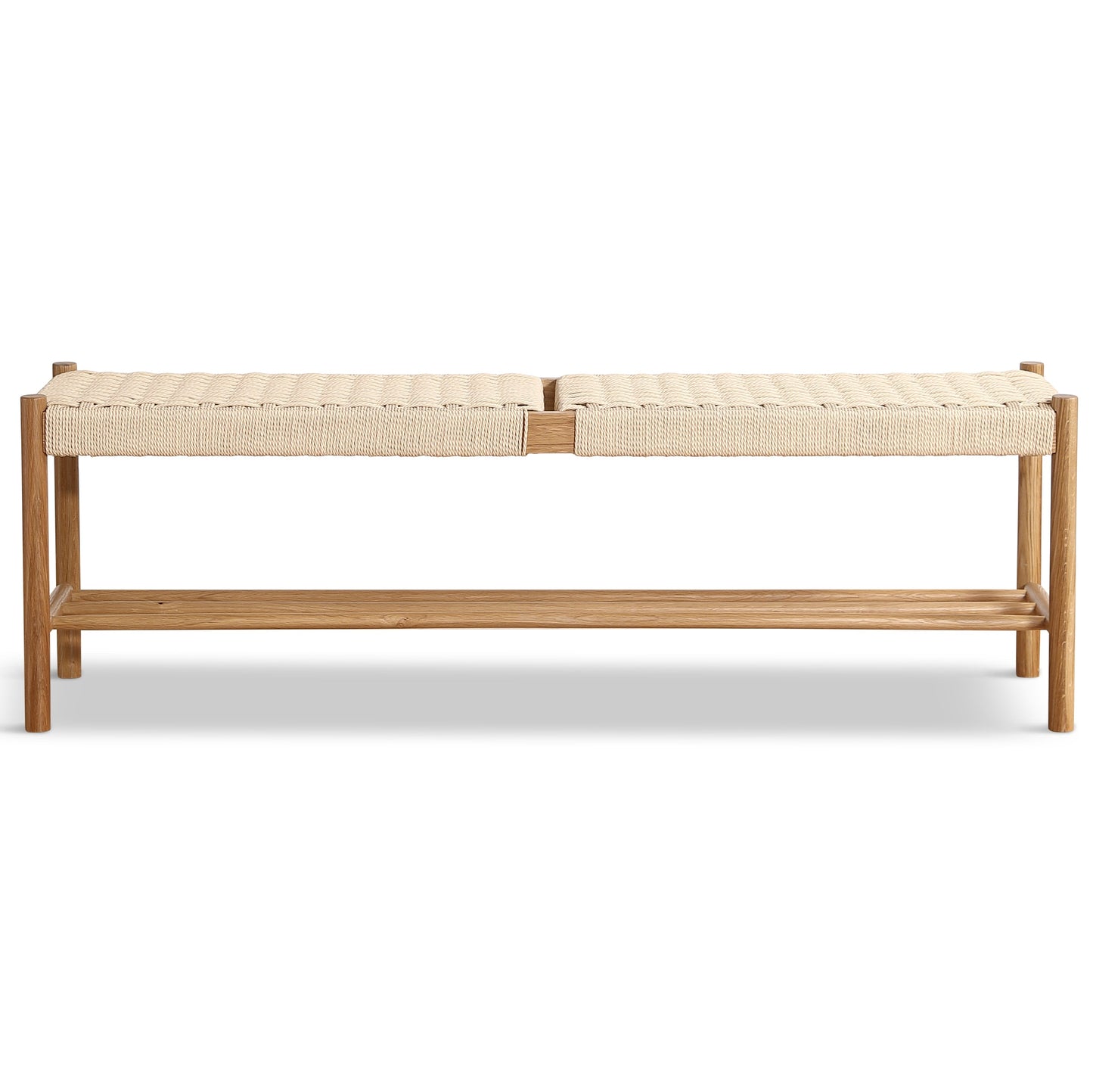 Elias bank in eikenhout met gevlochten zitting 140x35x45