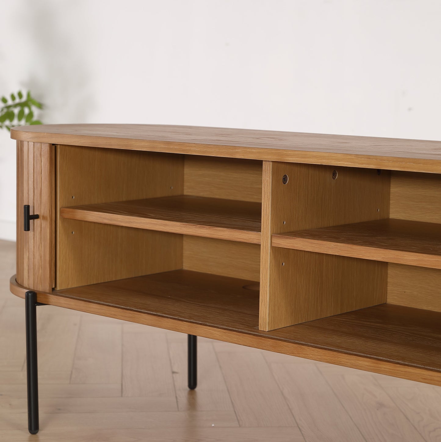 Florence jaloezie tv-meubel met lamellen in eikenhout 138x40x55 cm