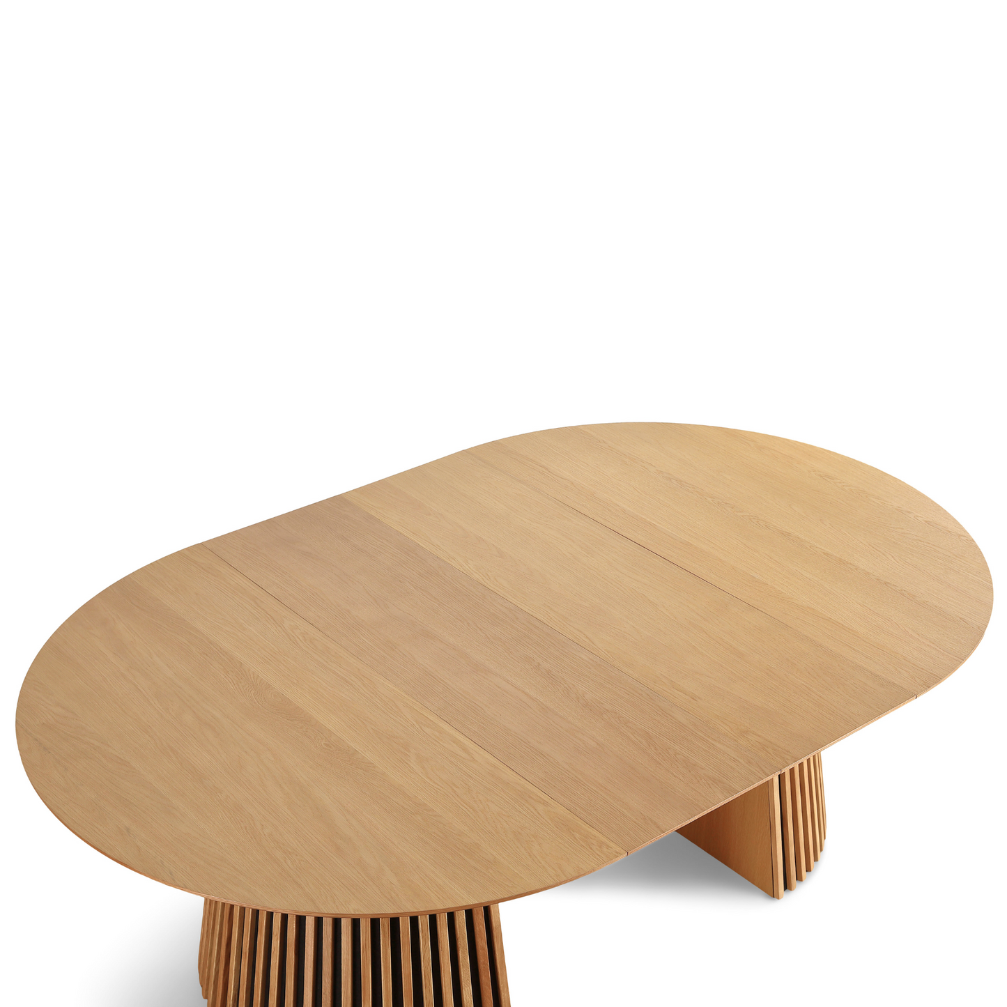 Lewis - Rond eettafel met lamellen in eikenfineer met uittrekfunctie 150/190/230 CM - inclusief 2 verlengbladen