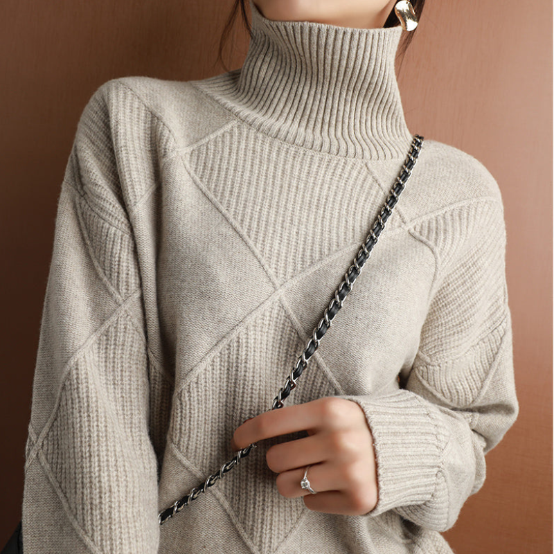 Luxe Dames Coltrui – Zacht, Warm en Elegant met Hoge Kraag