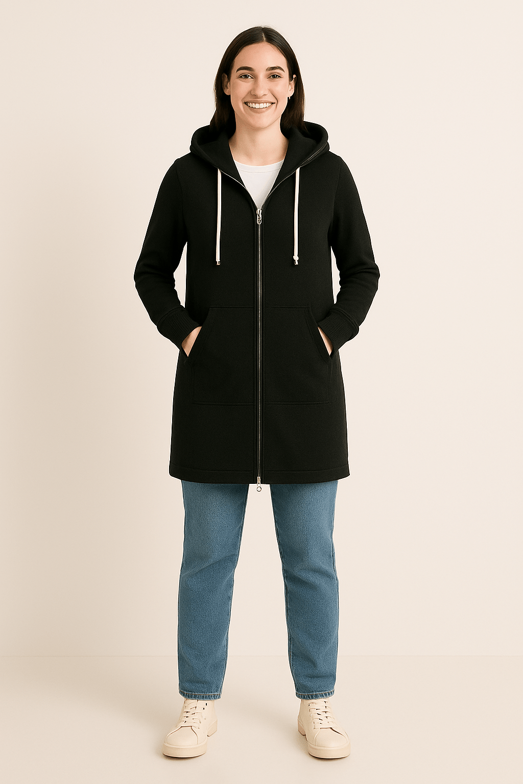 Knielange Hoodie voor Extra Comfort en Stijl