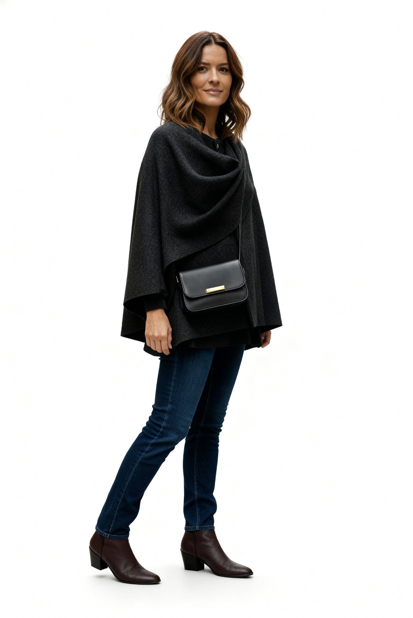 Dames Omslagjas – Elegante Losvallende Jas met Brede Kraag