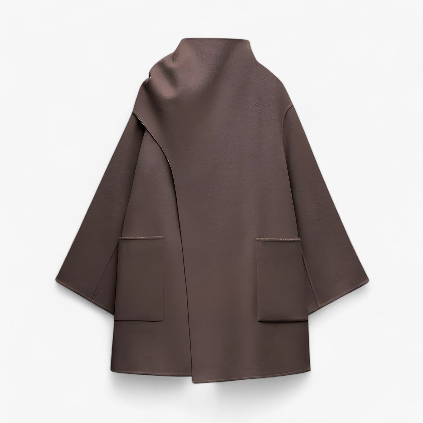 Asymmetrische Damesmantel – Moderne Oversized Jas met Hoge Kraag