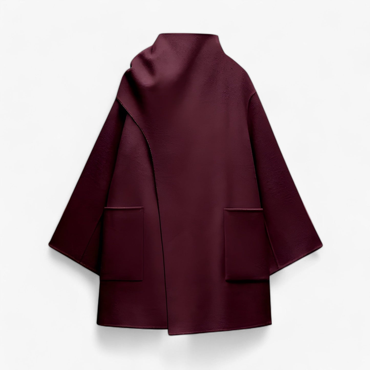 Asymmetrische Damesmantel – Moderne Oversized Jas met Hoge Kraag