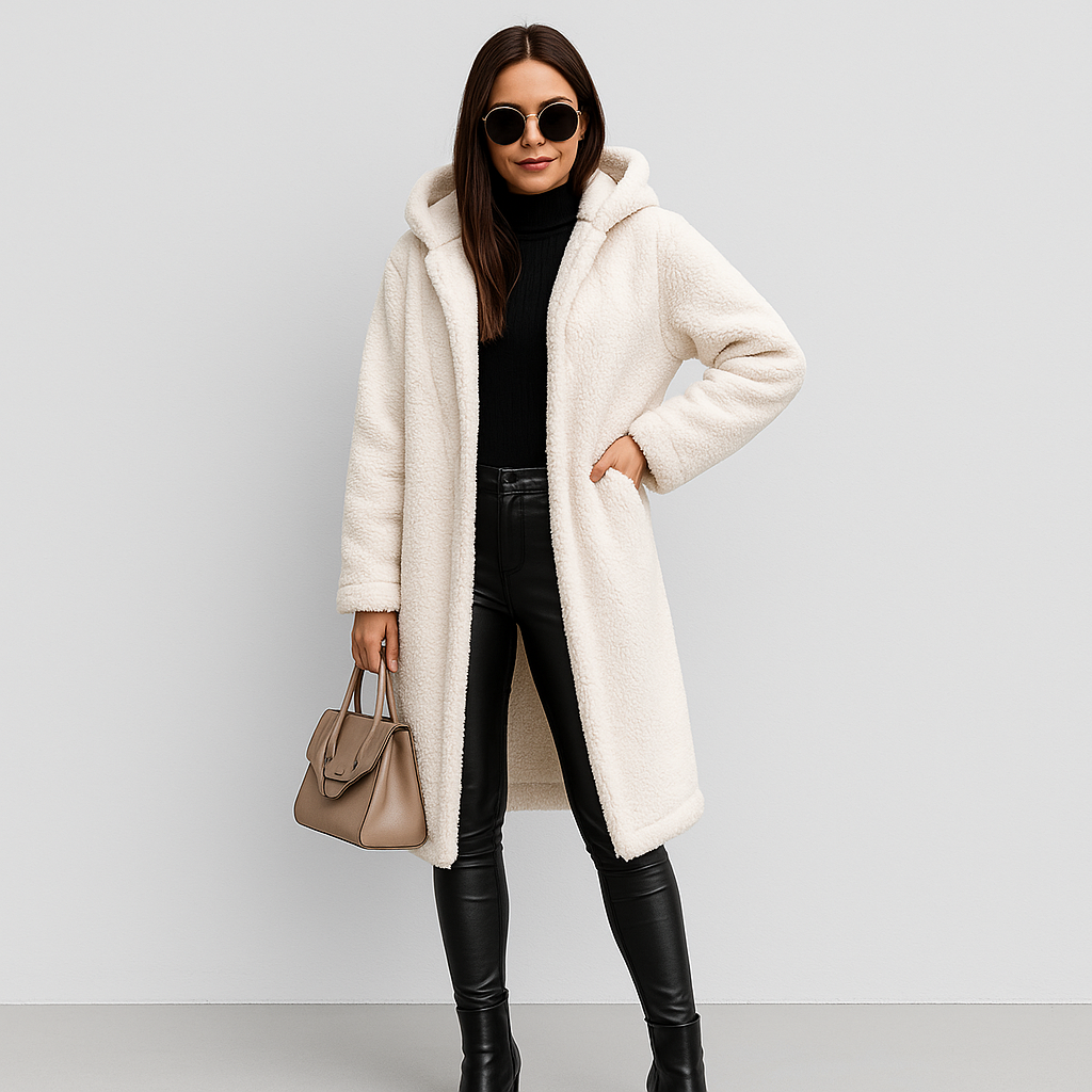 Dames Lange Winterjas met Capuchon – Warm, Zacht & Stijlvol