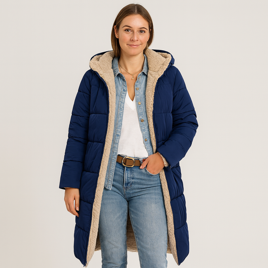 Dames Lange Winterjas met Capuchon – Warm, Zacht & Stijlvol