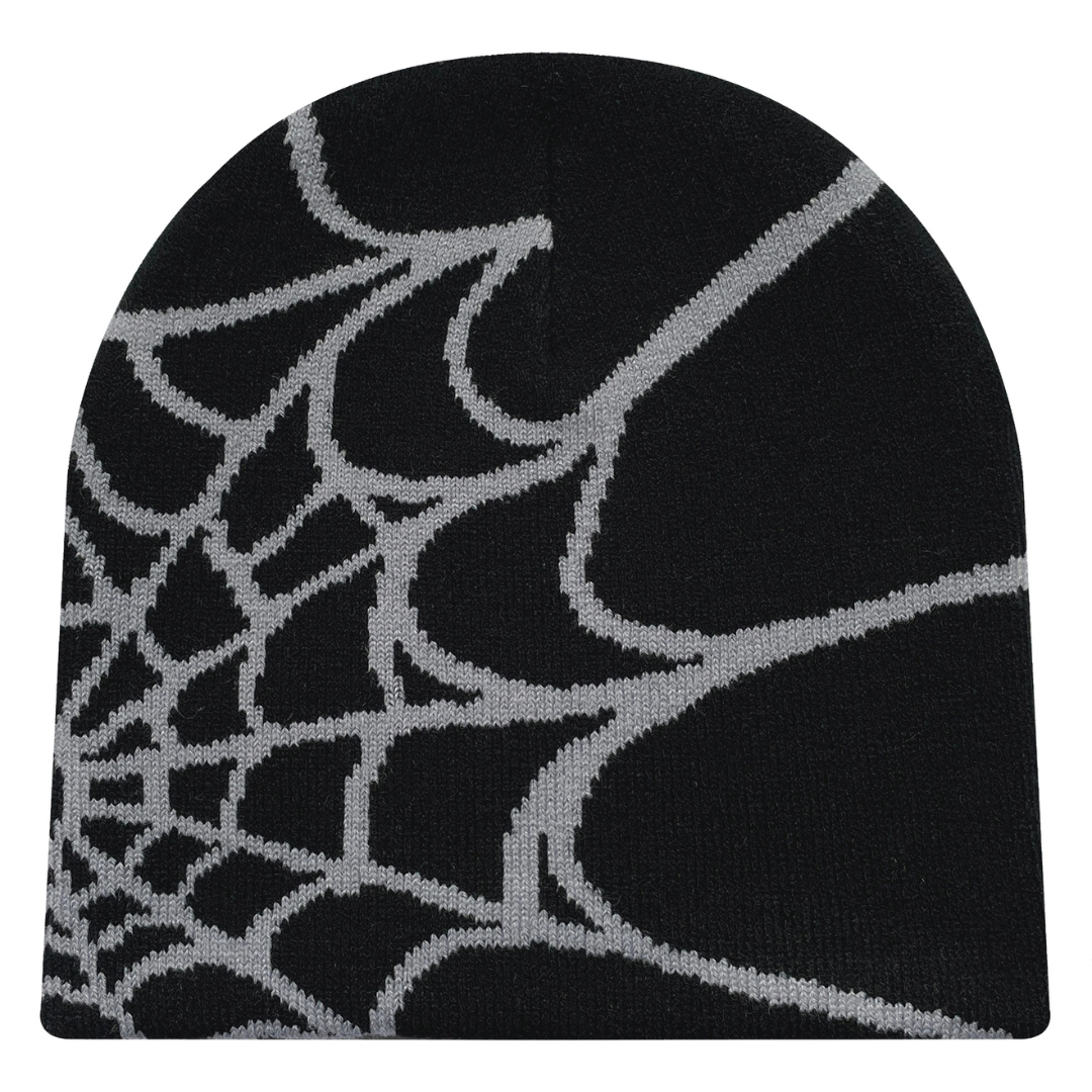 Unisex Spinnenweb Beanie – Streetstyle Gebreide Muts met Patroon