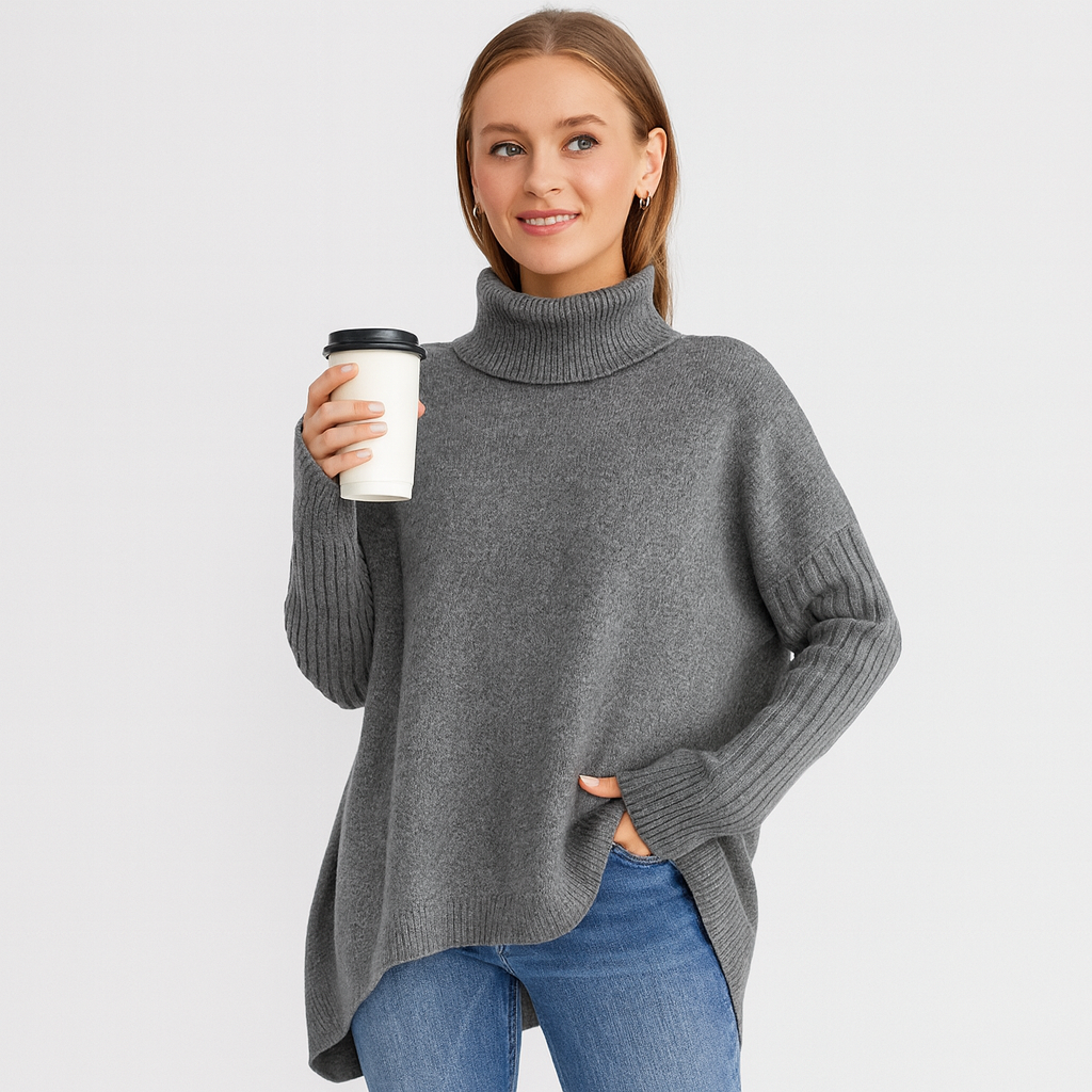 Oversized Dames Coltrui – Zachte Trui met Losse Pasvorm & Splitzijden