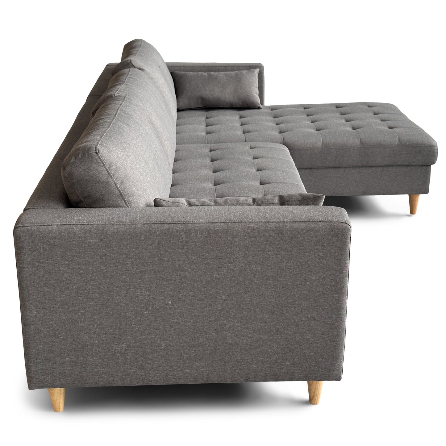 Brandy - Rechts- en linksomkeerbare chaise longue bank in grijs - L: 290 x D: 96 x H: 80 cm