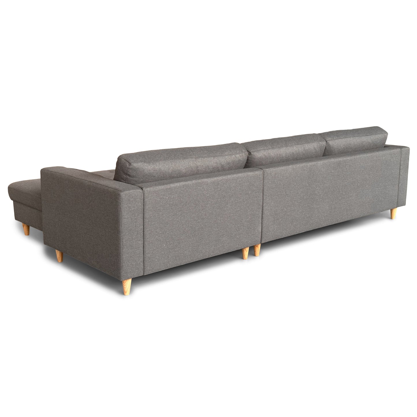 Brandy - Rechts- en linksomkeerbare chaise longue bank in grijs - L: 290 x D: 96 x H: 80 cm