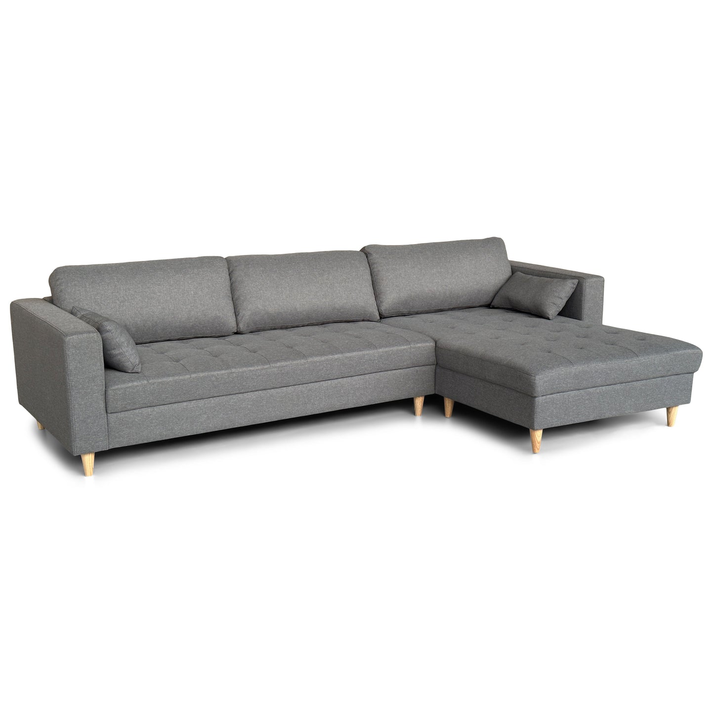 Brandy - Rechts- en linksomkeerbare chaise longue bank in grijs - L: 290 x D: 96 x H: 80 cm