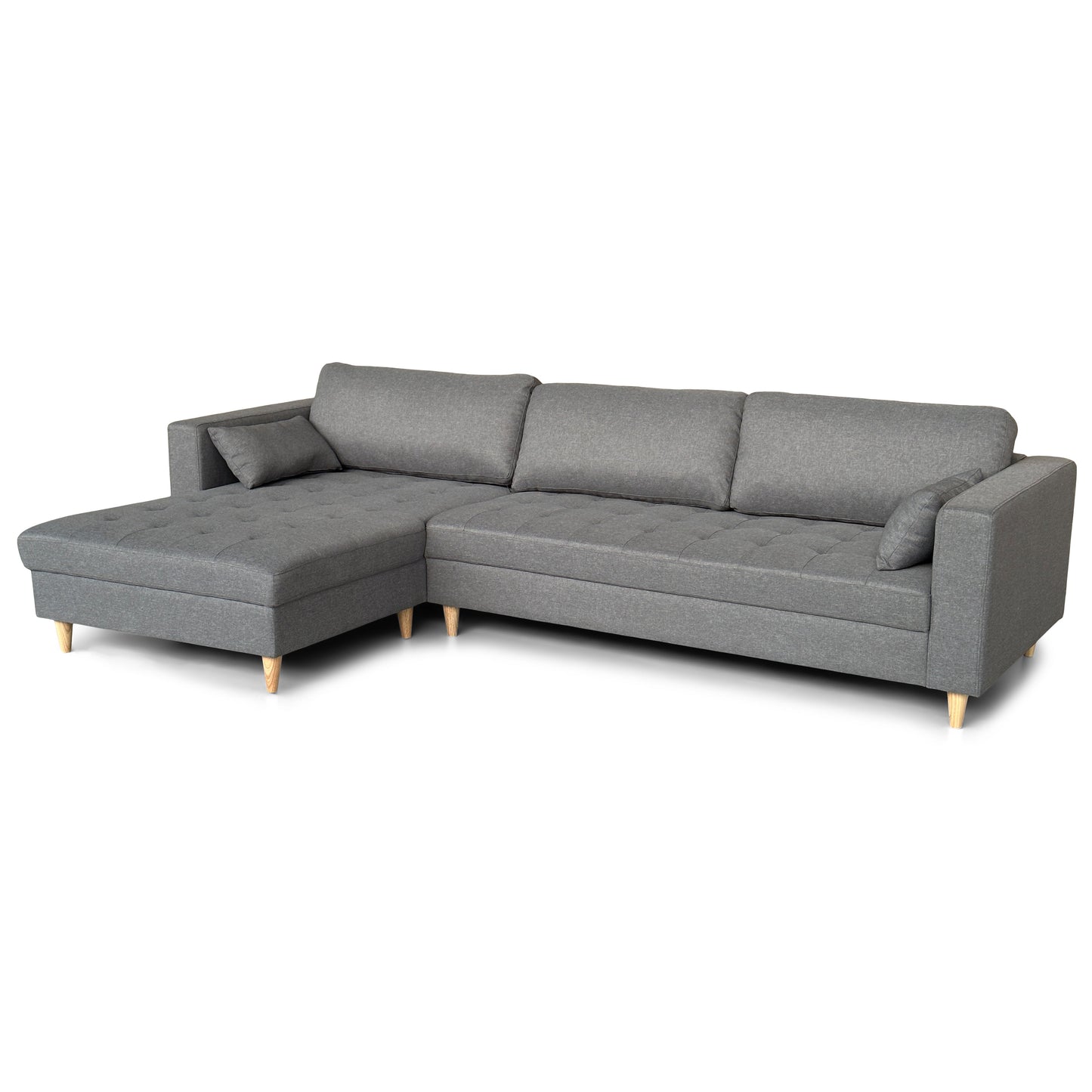 Brandy - Rechts- en linksomkeerbare chaise longue bank in grijs - L: 290 x D: 96 x H: 80 cm