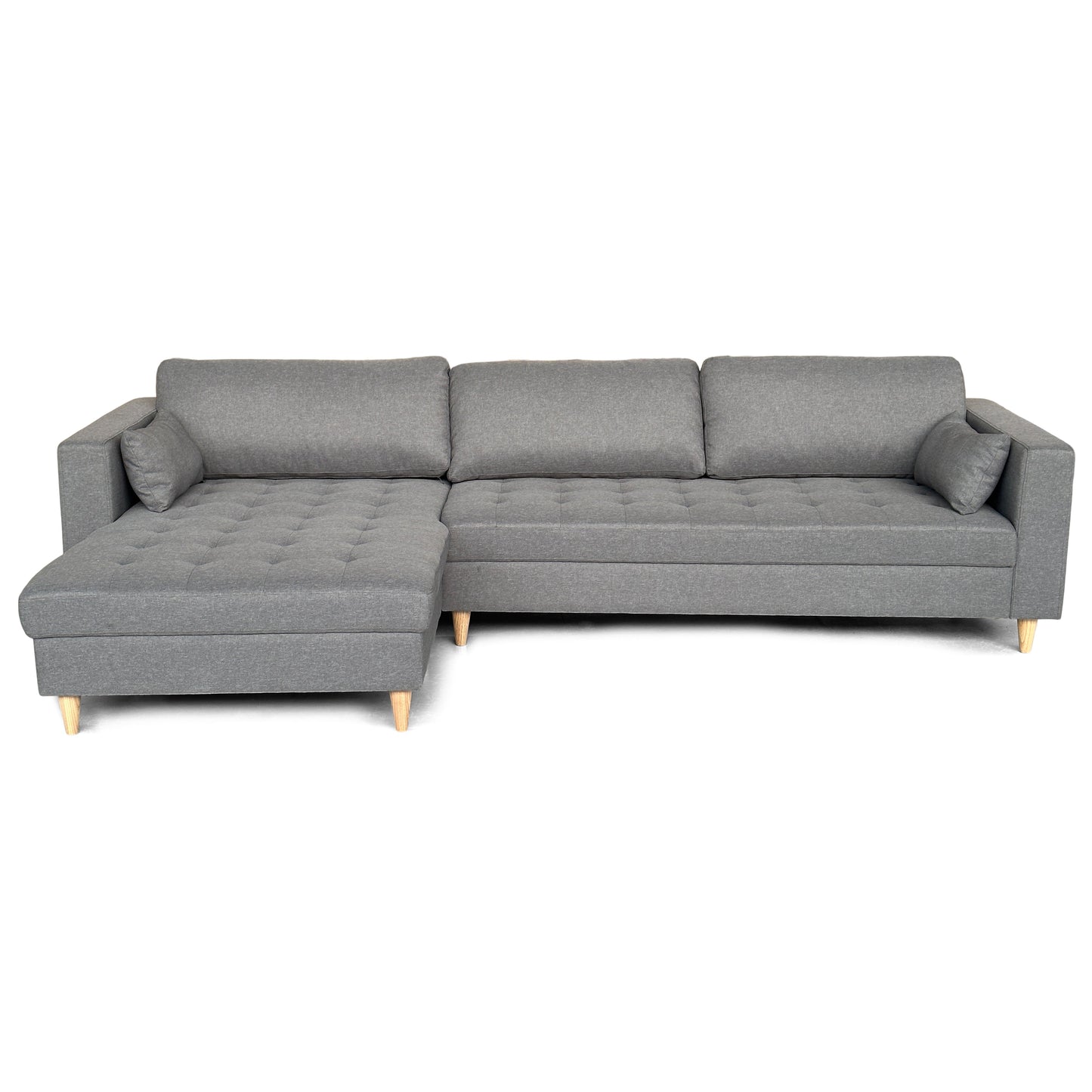 Brandy - Rechts- en linksomkeerbare chaise longue bank in grijs - L: 290 x D: 96 x H: 80 cm