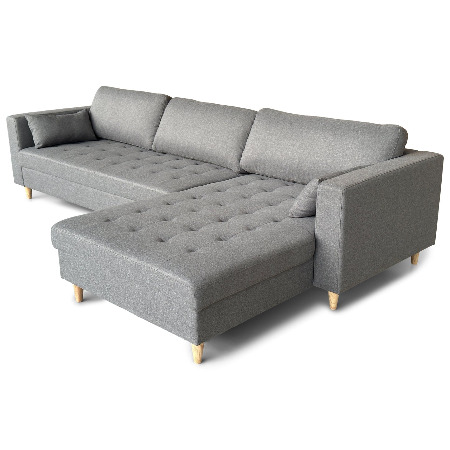 Brandy - Rechts- en linksomkeerbare chaise longue bank in grijs - L: 290 x D: 96 x H: 80 cm