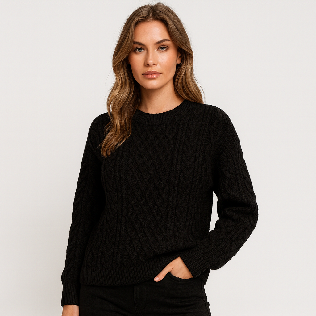 Dames Gebreide Trui met Kabelpatroon – Warm, Zacht & Stijlvol