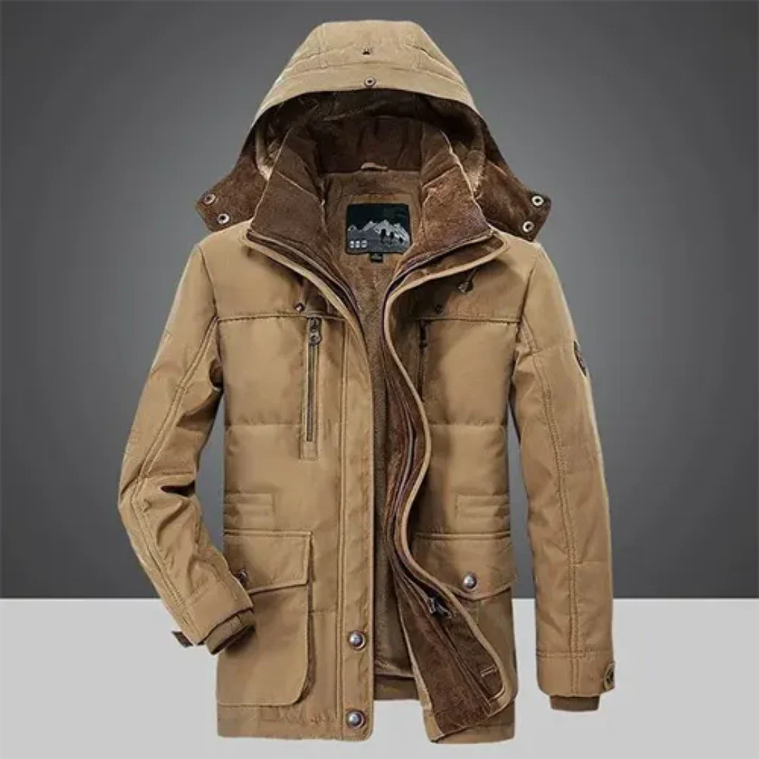 Heren winterjas met capuchon – Warme parka met zachte voering