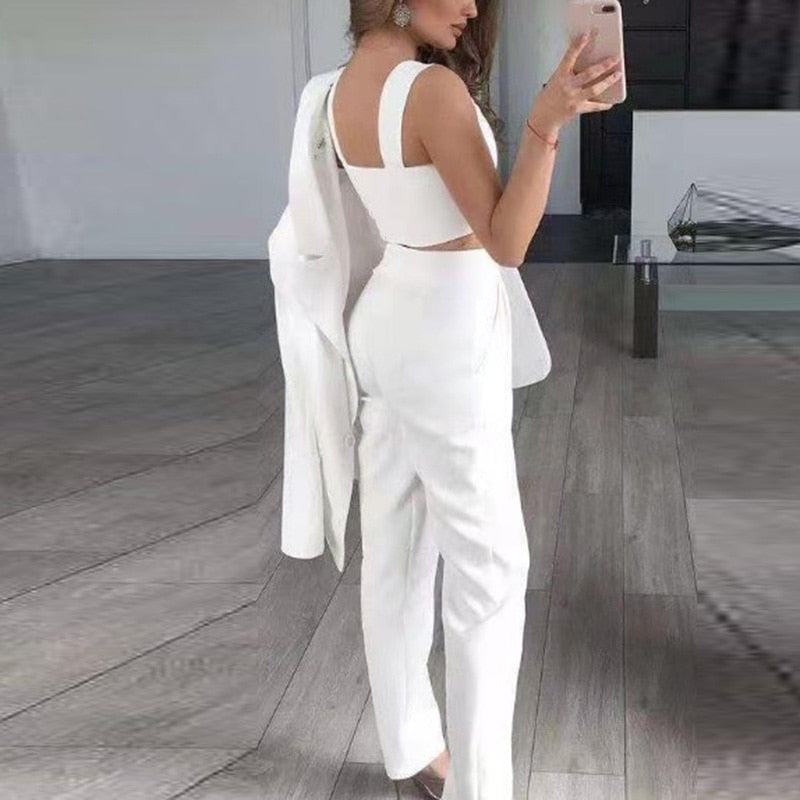 Dames 3-Delig Blazerpak – Blazer, Broek en Top – Zakelijk en Elegant