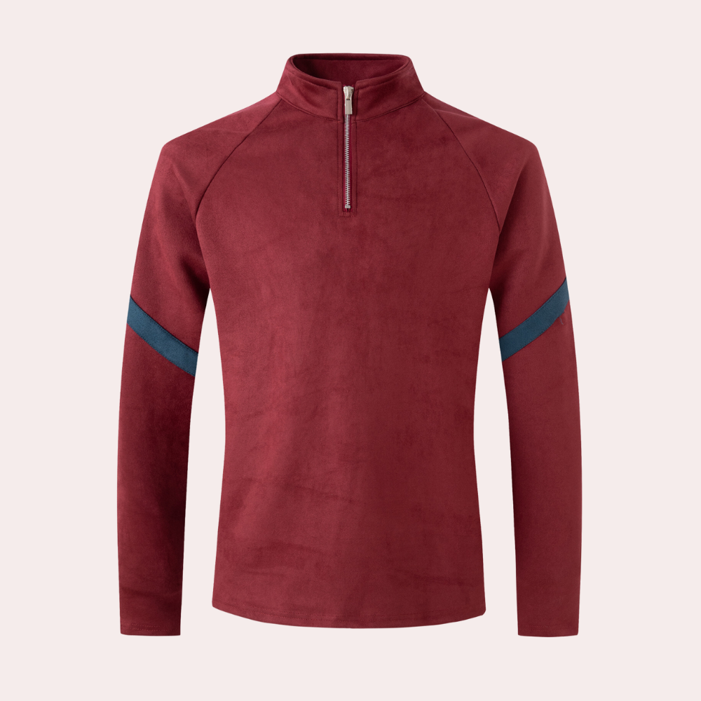 Herentrui met halve rits – Sportieve pullover met strependetail