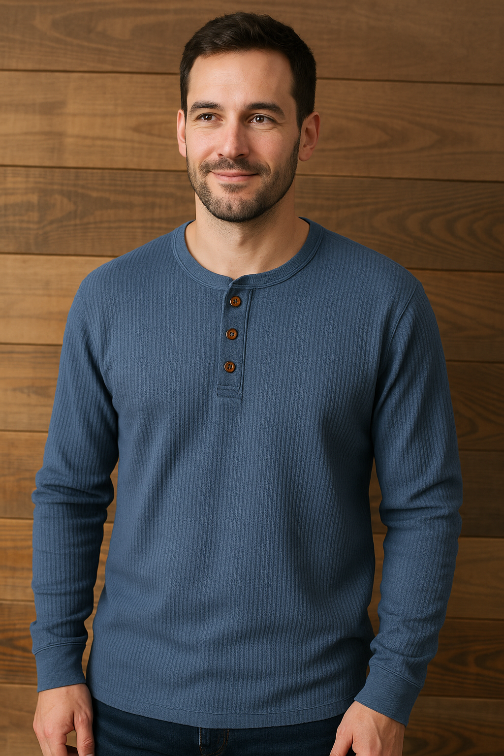 Henley Shirt met Wafelstructuur | Comfortabel Katoen | Casual Herenmode