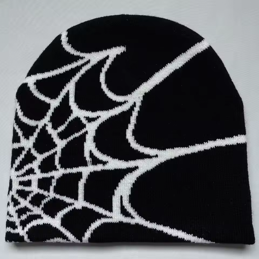 Unisex Spinnenweb Beanie – Streetstyle Gebreide Muts met Patroon