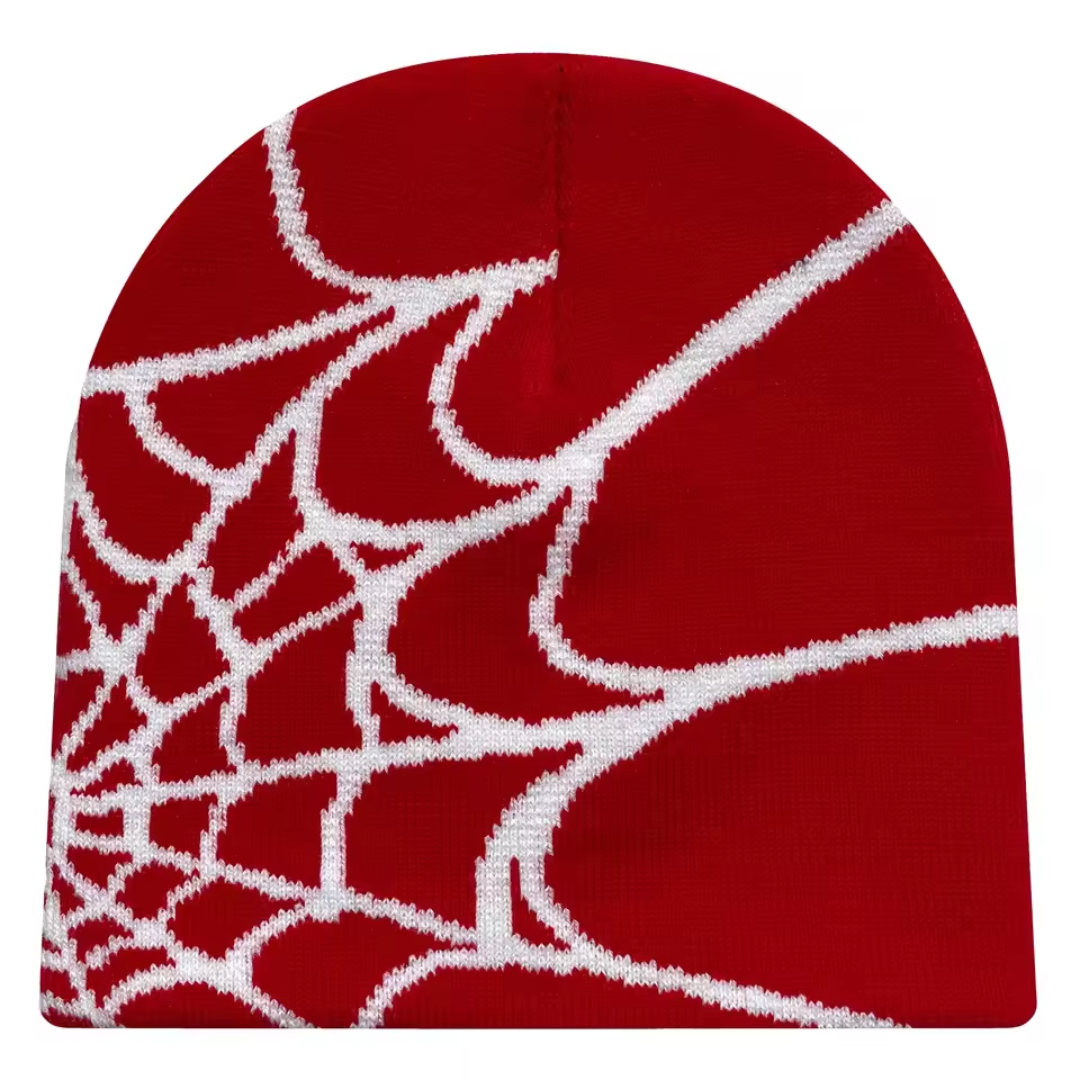Unisex Spinnenweb Beanie – Streetstyle Gebreide Muts met Patroon