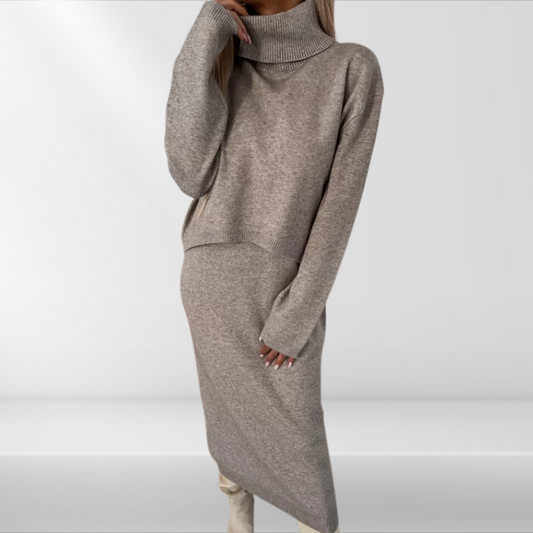 Gebreide Coltrui Jurk – Elegante Lange Winterjurk voor Dames