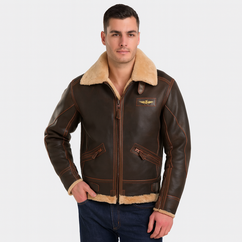 Heren Aviator Jas – Warme Vintage Stijl met Zachte Voering