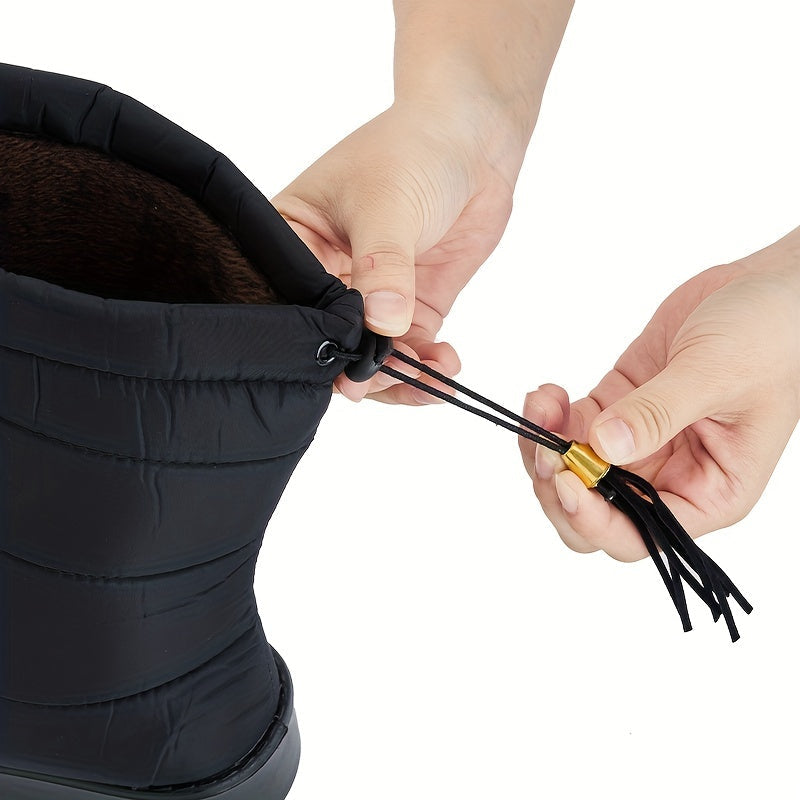 Dames Gevoerde Winterlaarzen – Warme Antislip Laarzen met Trekkoord