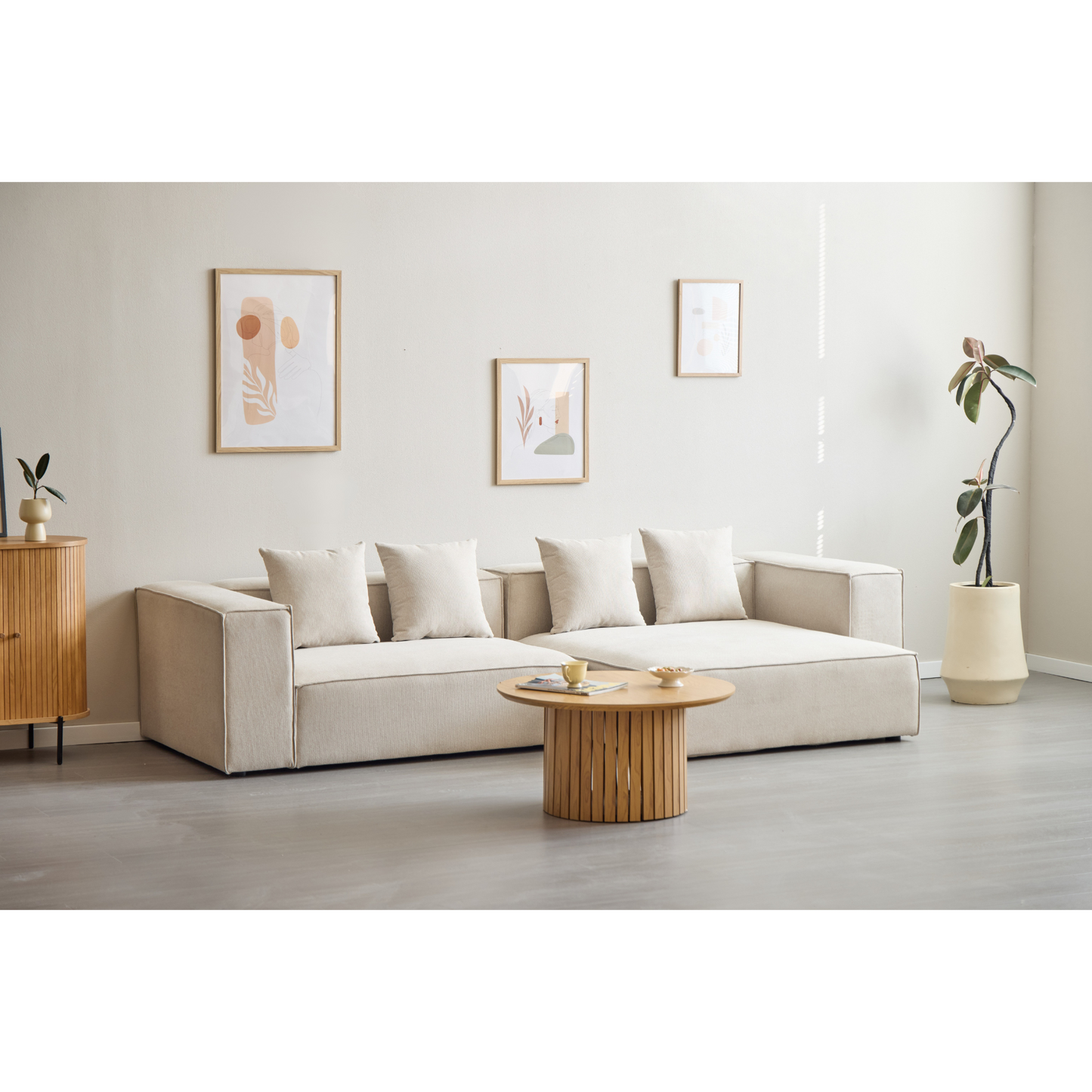 Hailey rechts zitelement voor modulaire bank in beige L: 147 X D: 100 X H: 65 Cm