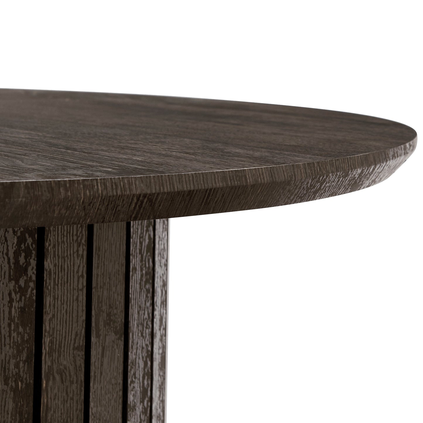 Milas ronde lamellen salontafel - Ø80 cm - Gerookt eiken met kolompoot