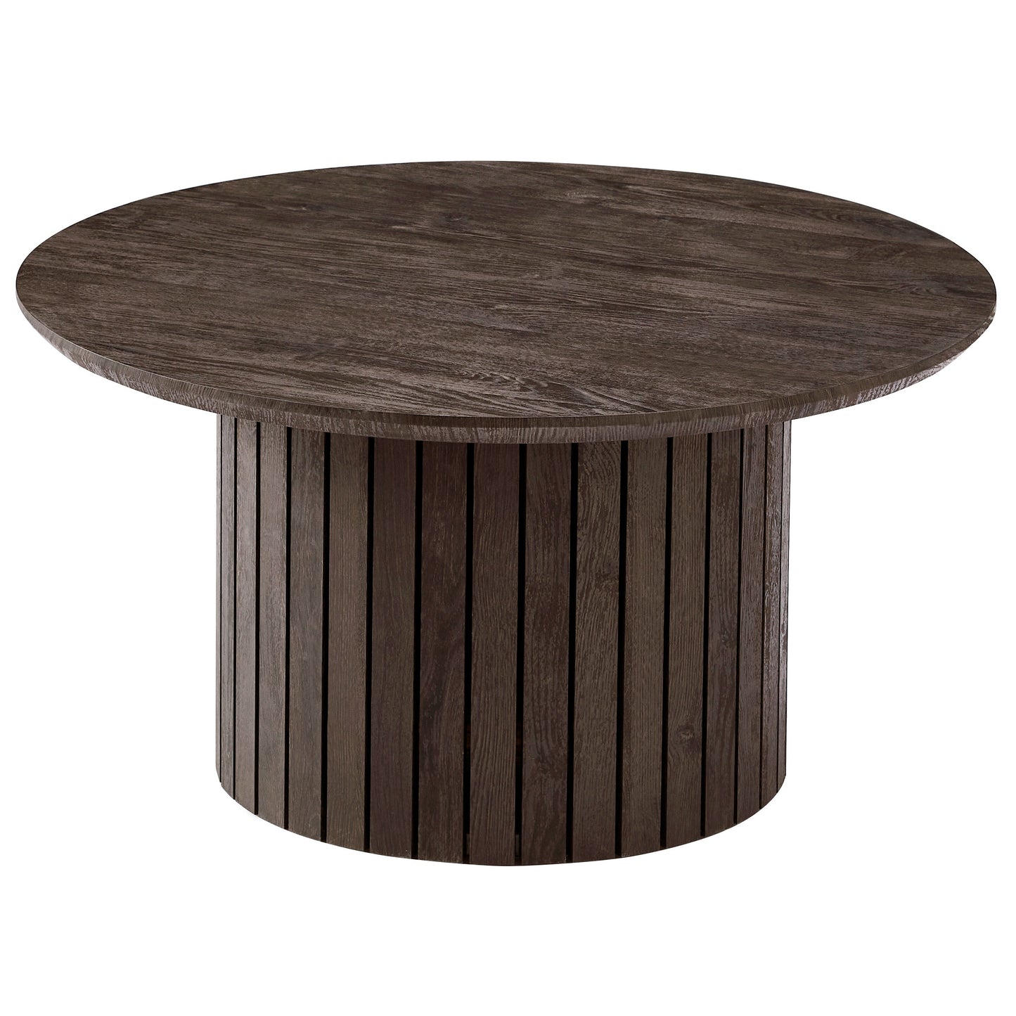 Milas ronde lamellen salontafel - Ø80 cm - Gerookt eiken met kolompoot