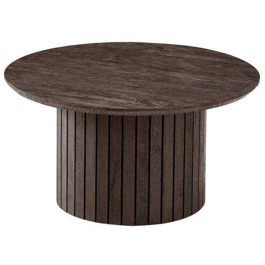Milas ronde lamellen salontafel - Ø80 cm - Gerookt eiken met kolompoot