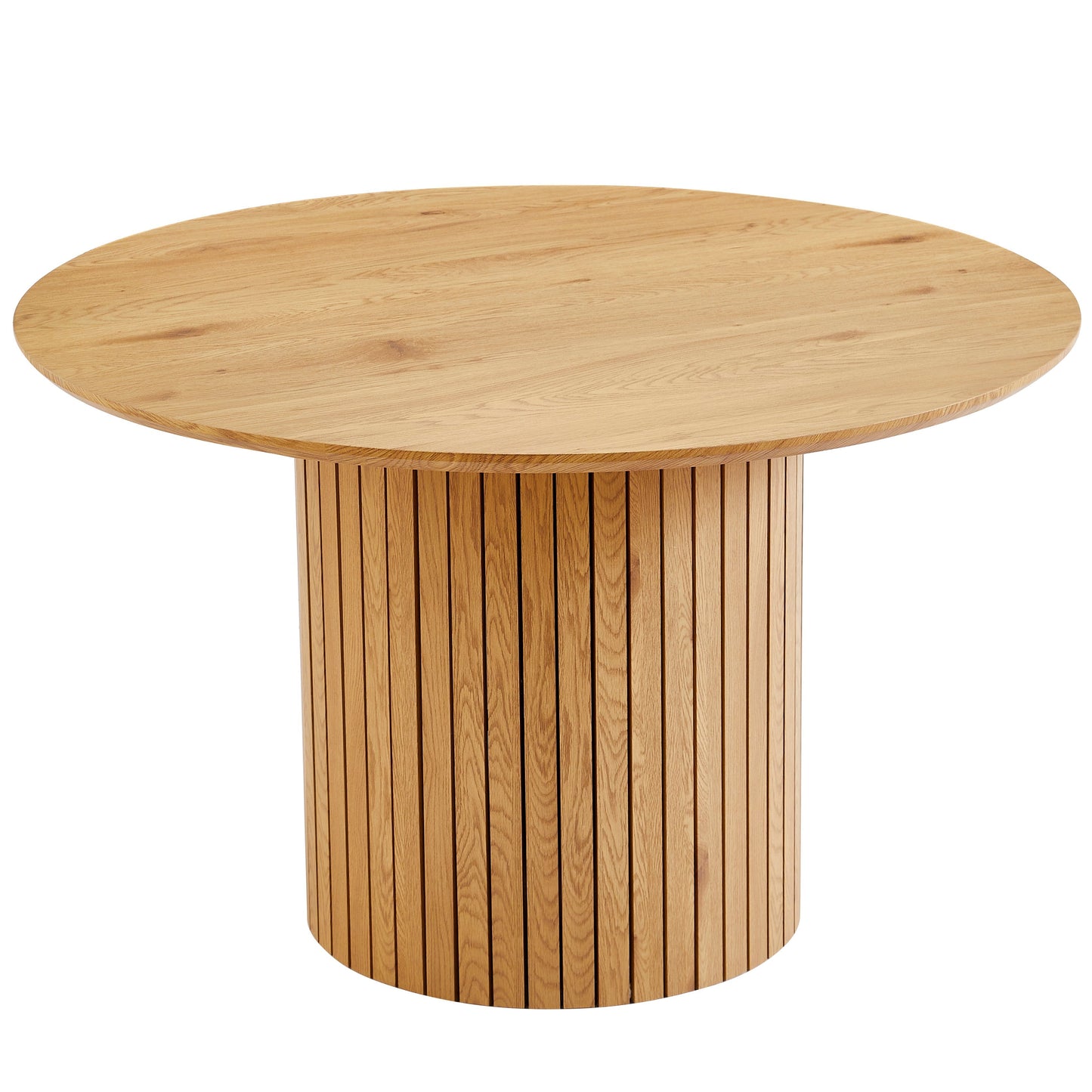 Milas ronde lamellen eettafel - Ø120 cm - Natuurlijk eiken met kolompoot