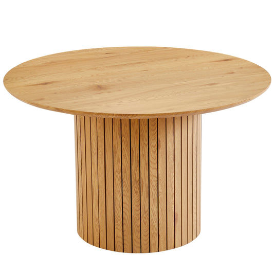 Milas ronde lamellen eettafel - Ø120 cm - Natuurlijk eiken met kolompoot