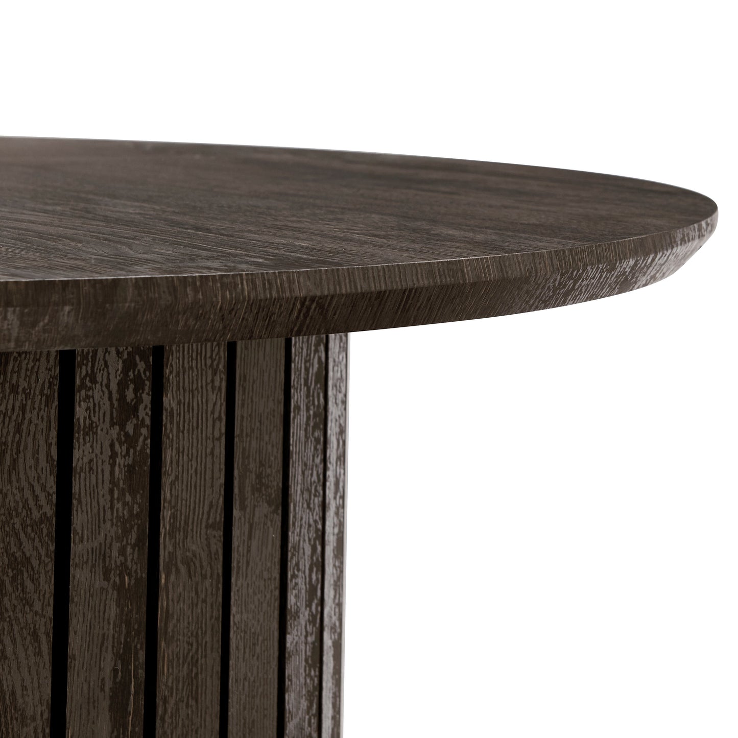 Milas ronde lamellen eettafel - Ø120 cm - Gerookt eikenhout met kolompoot