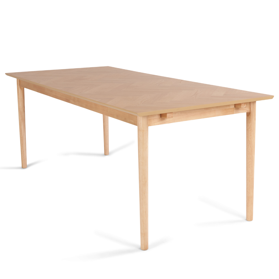 Megan visgraattafel van eikenhout, 200 cm, met 2 inlegbladen