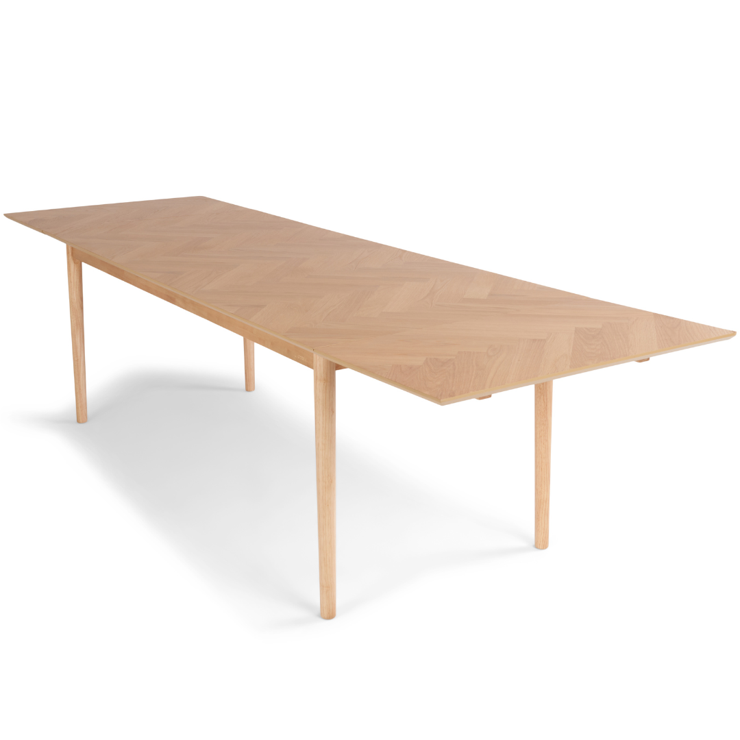 Megan visgraattafel van eikenhout, 200 cm, met 2 inlegbladen