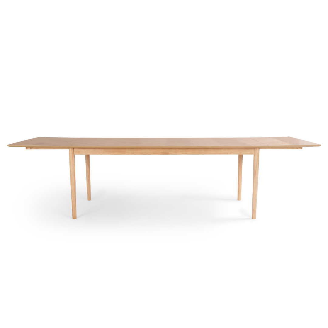 Megan visgraattafel van eikenhout, 200 cm, met 2 inlegbladen