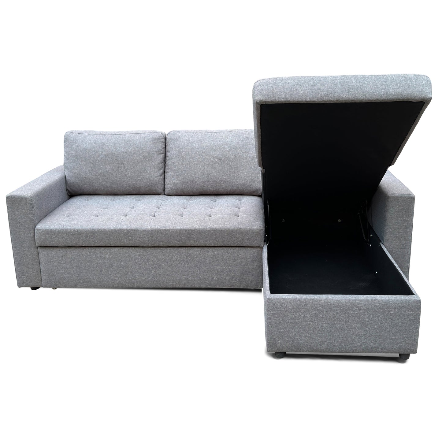 Sinus grijze slaapbank met chaise longue en opbergruimte