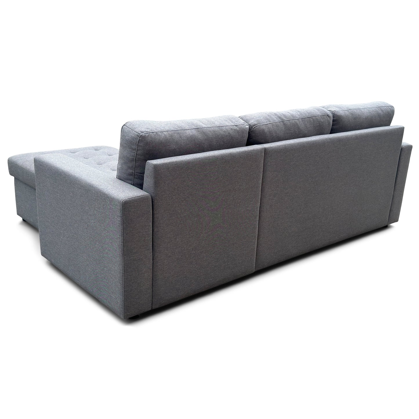 Sinus grijze slaapbank met chaise longue en opbergruimte