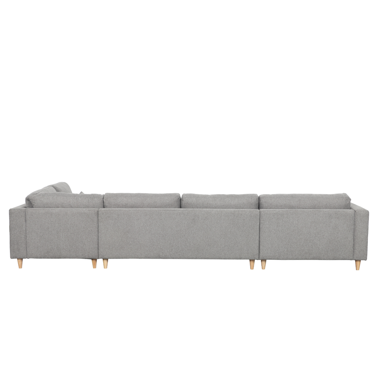 Brandy - Linkshoekige U-bank in grijs met chaise longue - L: 360 x D: 211 x H: 78 cm