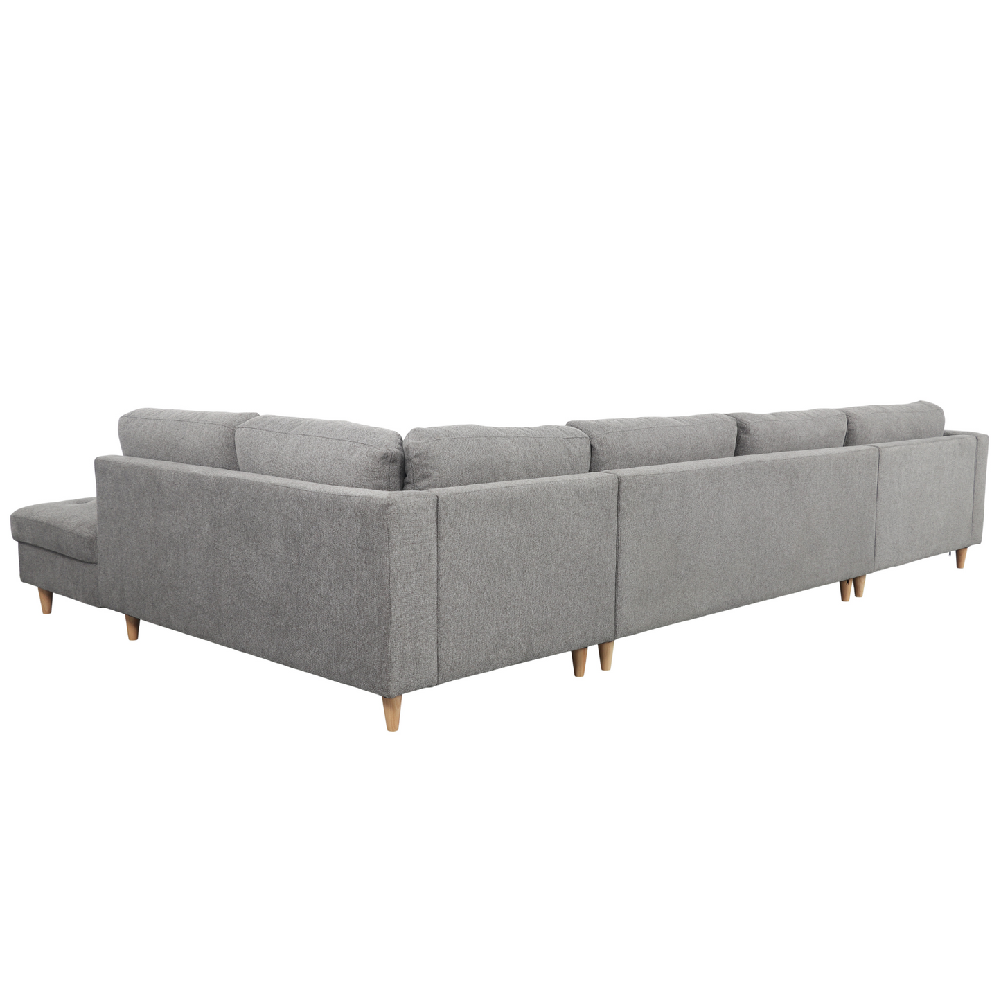 Brandy - Linkshoekige U-bank in grijs met chaise longue - L: 360 x D: 211 x H: 78 cm