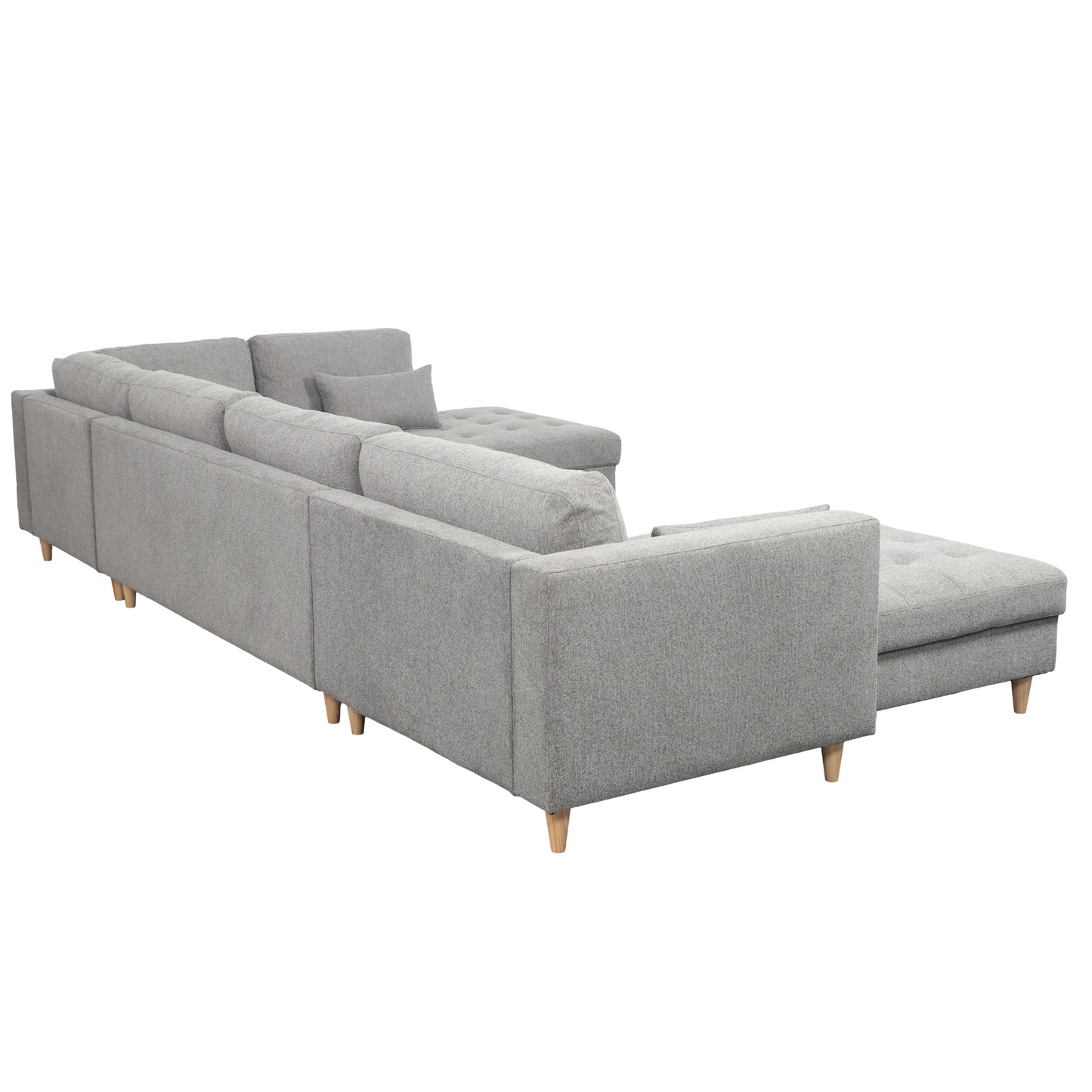 Brandy - Linkshoekige U-bank in grijs met chaise longue - L: 360 x D: 211 x H: 78 cm